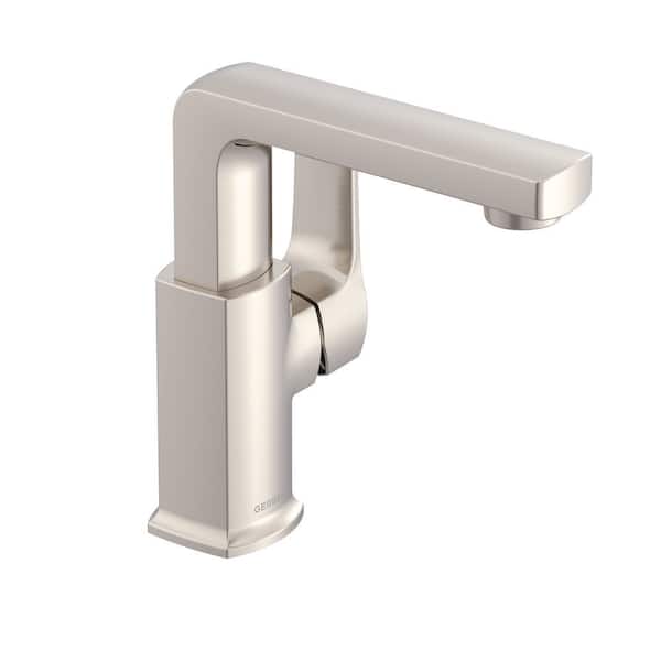 Tribune Single Handle Single Hole Bathroom Faucet with Deckplate and Metal Touch Down Drain Included in Brushed Nickel
