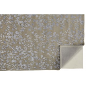 5 X 8 Tan and Gray Floral Area Rug