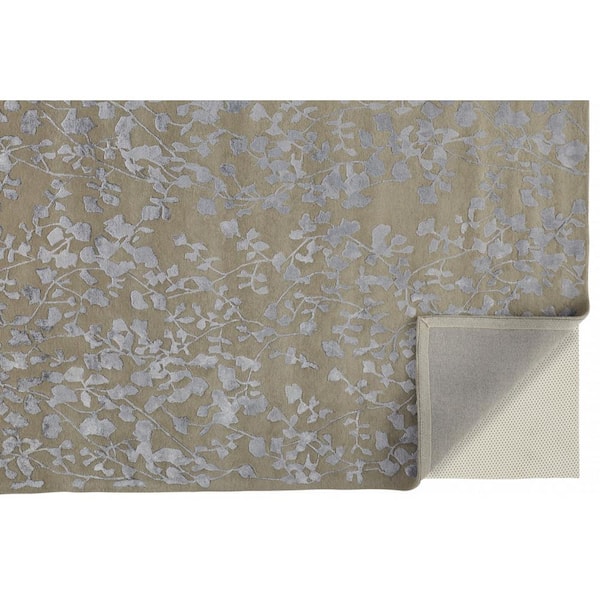 Tan and Gray Floral 5 ft. x 8 ft. Area Rug
