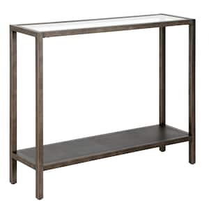 Rigan 36 in. Aged Steel Rectangular Glass Top Console Table