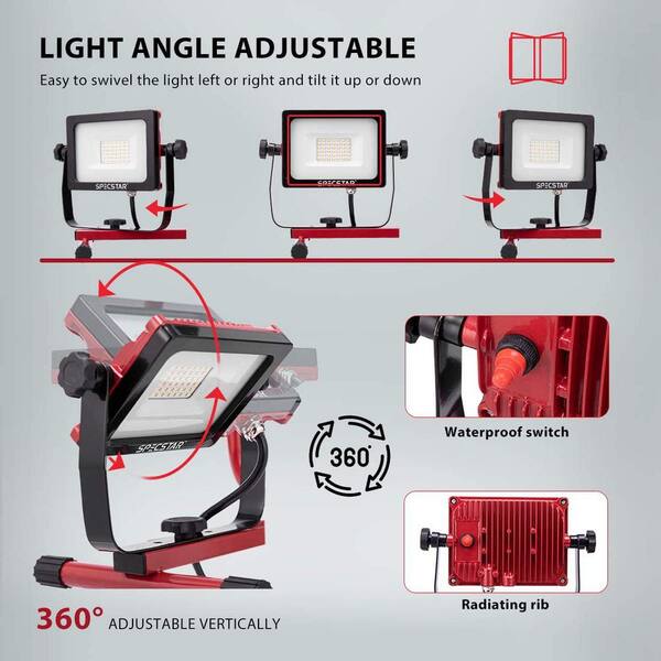 VIVOHOME Dual Head 64 Watt 6000 Lumens LED Work Lights with Adjustable Tripod Stand 5000K Daylight White X002F1Q9L7 The Home Depot