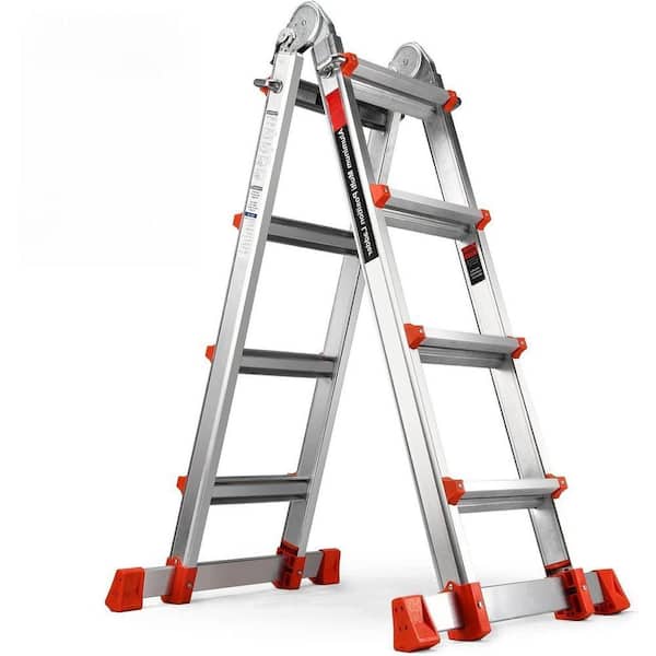 17 ft. Aluminum Telescoping Ladder with Stabilizer Bar and Removable Tool Traya Frame 330 lbs. Multi Position Extension