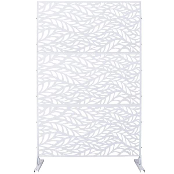 76" H x 48" W Outdoor & Indoor Privacy Screen Metal Privacy Screen, Freestanding Decorative Privacy Screen, White, Steel
