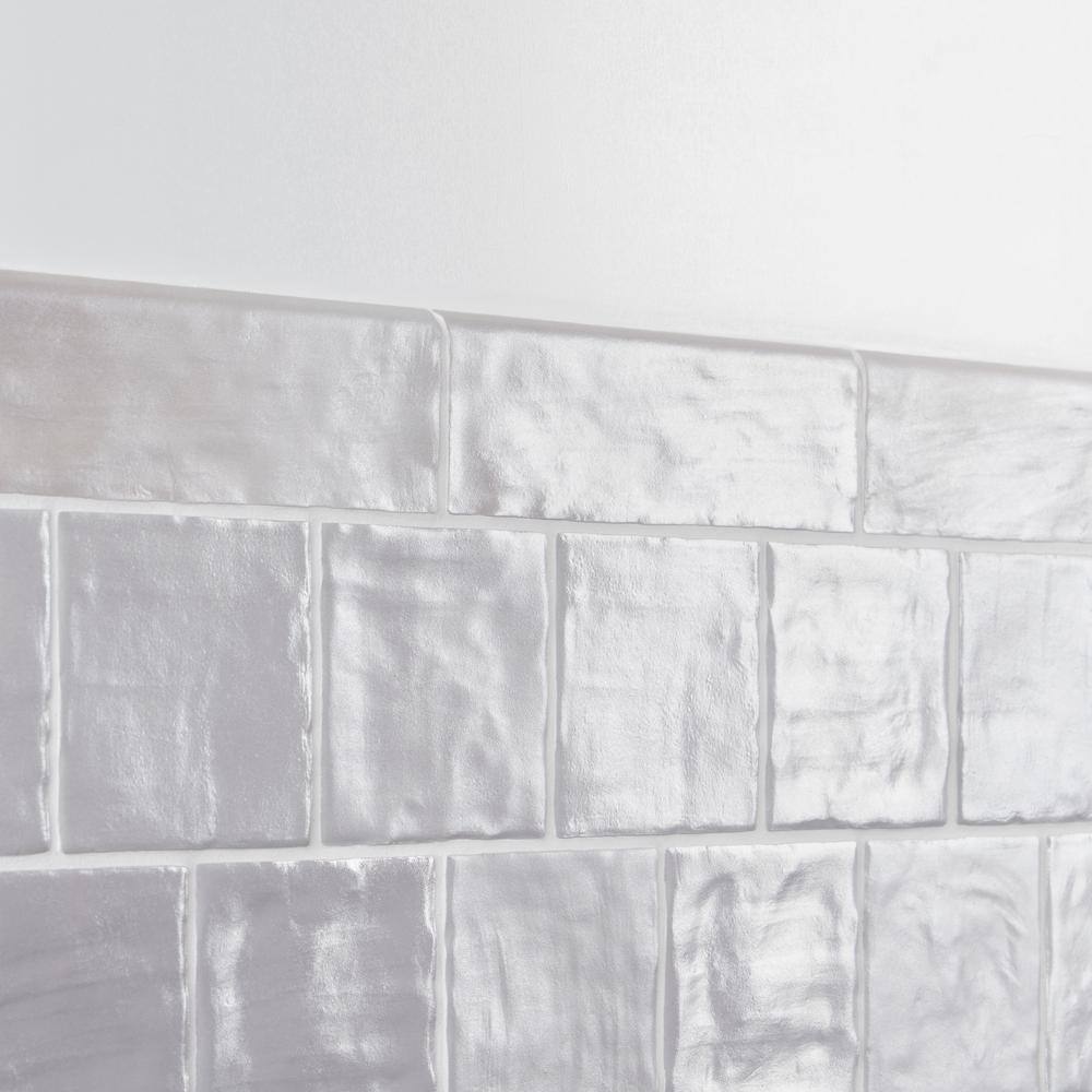 Amagansett Fog Gray Ceramic Bullnose Wall Tile Trim 2x8