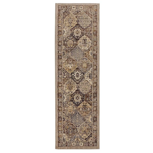 Home Decorators Collection Patchwork Gray 2 ft. x 7 ft. Medallion Runner Rug