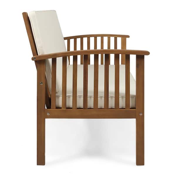 Carolina Brown Patina 5-Piece Wood Patio Conversation Set with Cream Cushions