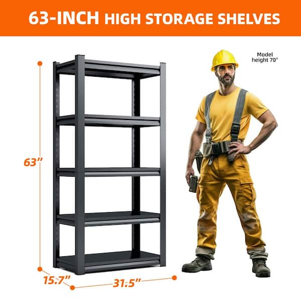 Siavonce 5-Tiers Metal Industrial Duty Adjustable Pantry Organizer