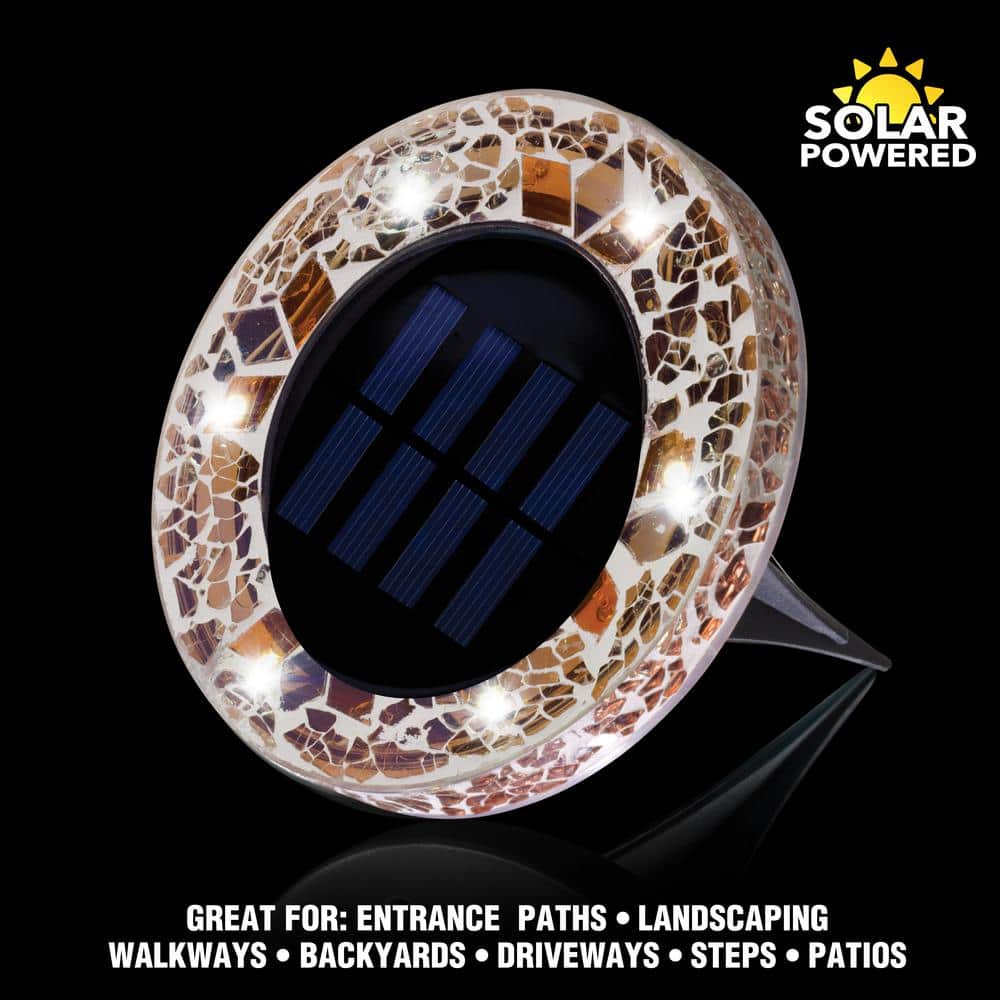 Tan Mosaic Solar Powered LED Pathway Lights, Set of 4