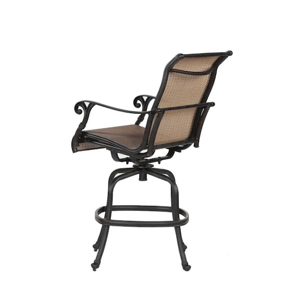 Sling Swivel Aluminum Frame Outdoor Bar Stools Height Patio Garden Chairs All-Weather Patio Furniture (Set of 2)