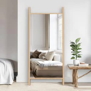 31 in. W x 71 in. H Ladder-Style Solid Wood Framed Mirror in Brown