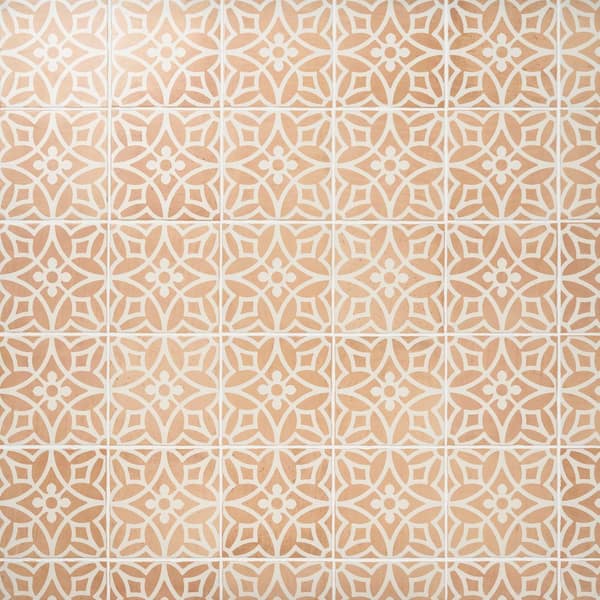 Ivy Hill Tile Sienna Terracotta Flora 8.85 in. x 8.85 in. Matte