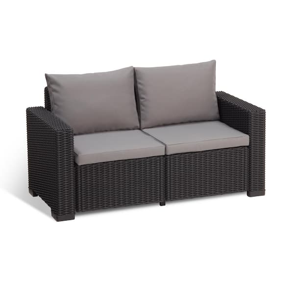 Hampton Bay Cambridge Brown Wicker Outdoor Patio Loveseat with