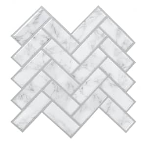 White 10.5 in. x 10.5 in. Herringbone Vinyl Peel and Stick Tile (Total sq. ft. Covered 2.45 sq. ft./4-Pack)