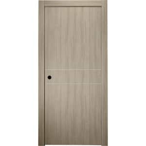 18 in. x 80 in. Viola 2HN Shambor Finished Aluminum Strips Right-Hand Solid Core Composite Single Prehung Interior Door