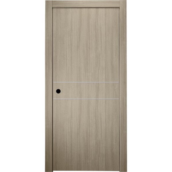 Belldinni 24 in. x 80 in. Viola 2HN Shambor Finished Aluminum Strips Right-Hand Solid Core Composite Single Prehung Interior Door