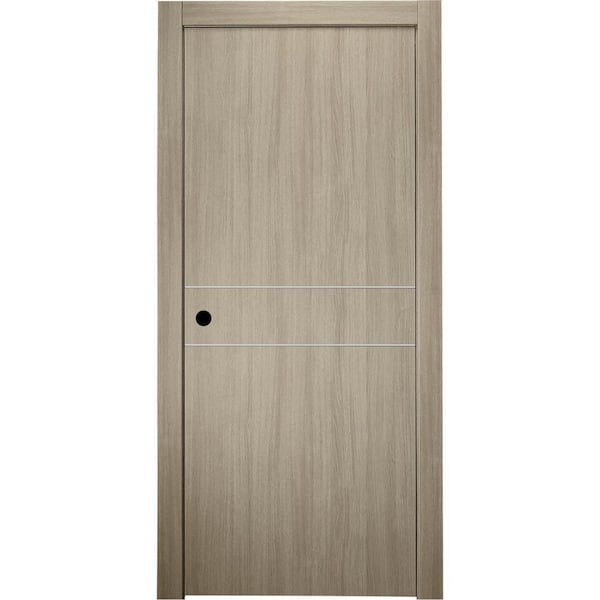 Belldinni 28 in. x 80 in. Viola 2HN Shambor Finished Aluminum Strips Right-Hand Solid Core Composite Single Prehung Interior Door