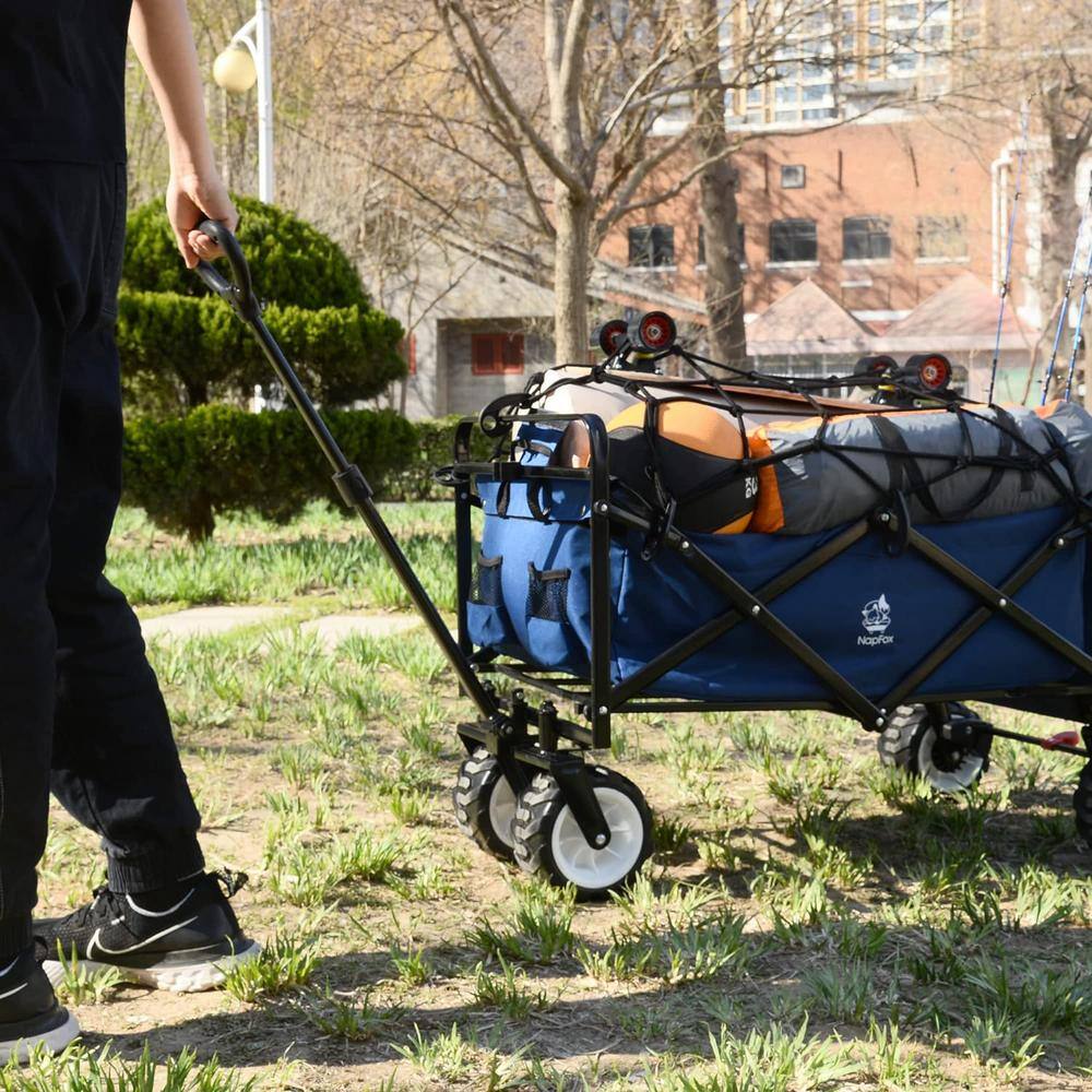 Heavy Duty Dark Blue Steel Collapsible Outdoor Wagon with All-Terrain Wheels