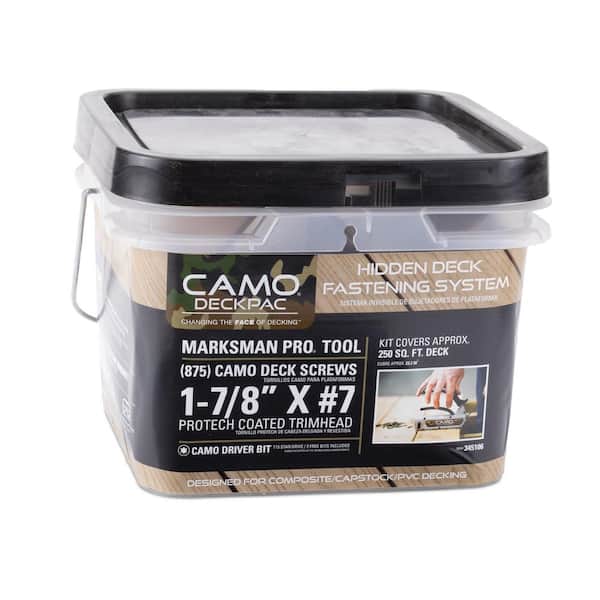 CAMO DeckPac 875 1-⅞ in. Exterior Coated Trimhead Hidden Edge Deck Screws with Marksman Pro and Driver Bits