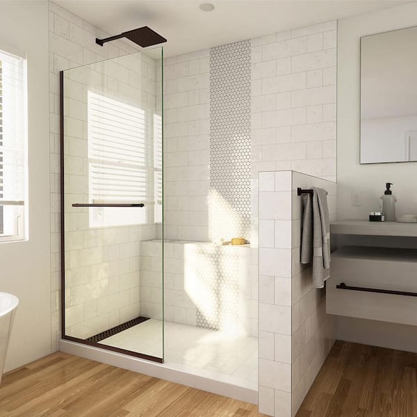 DreamLine Linea 34 in. W x 72 in. H Frameless Shower Screen in Matte Black