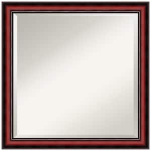 Rubino Cherry Scoop 23 in. x 23 in. Beveled Square Wood Framed Bathroom Wall Mirror in Cherry