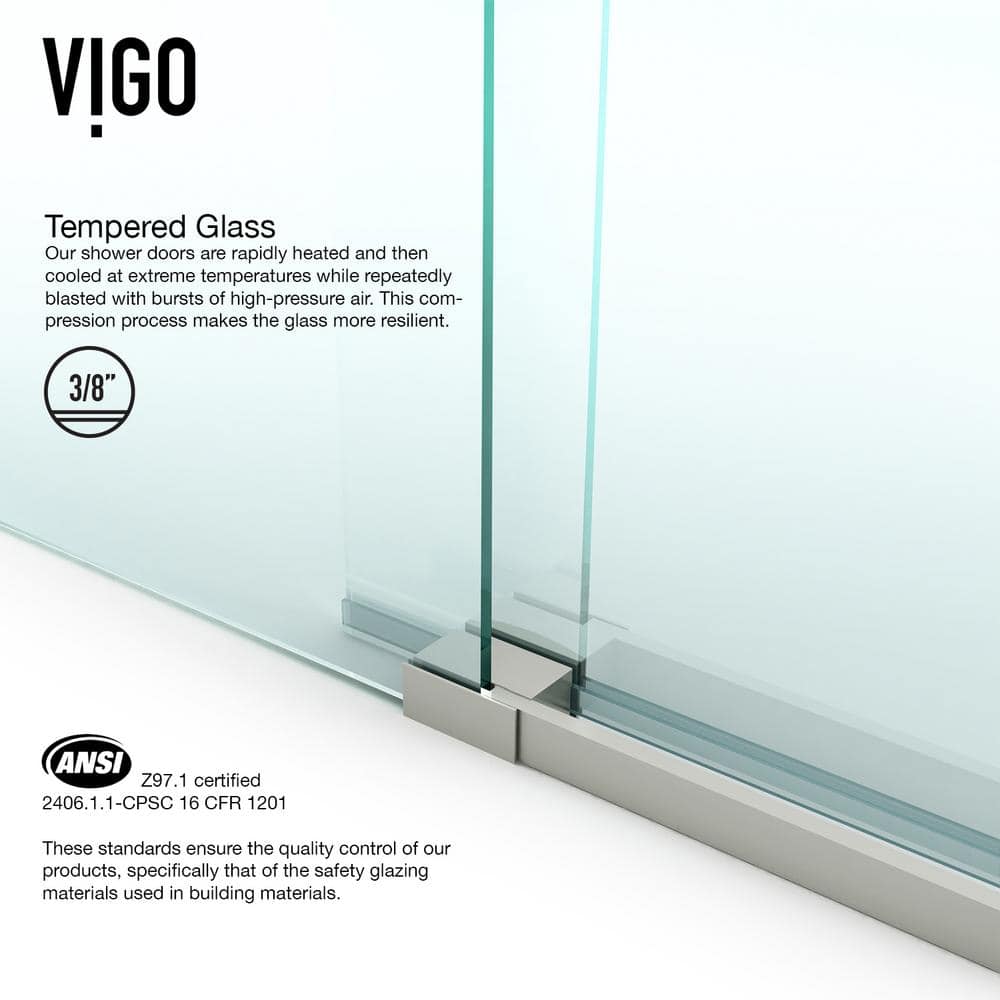 Winslow 46" Black Frameless Sliding Shower Enclosure with Clear Glass