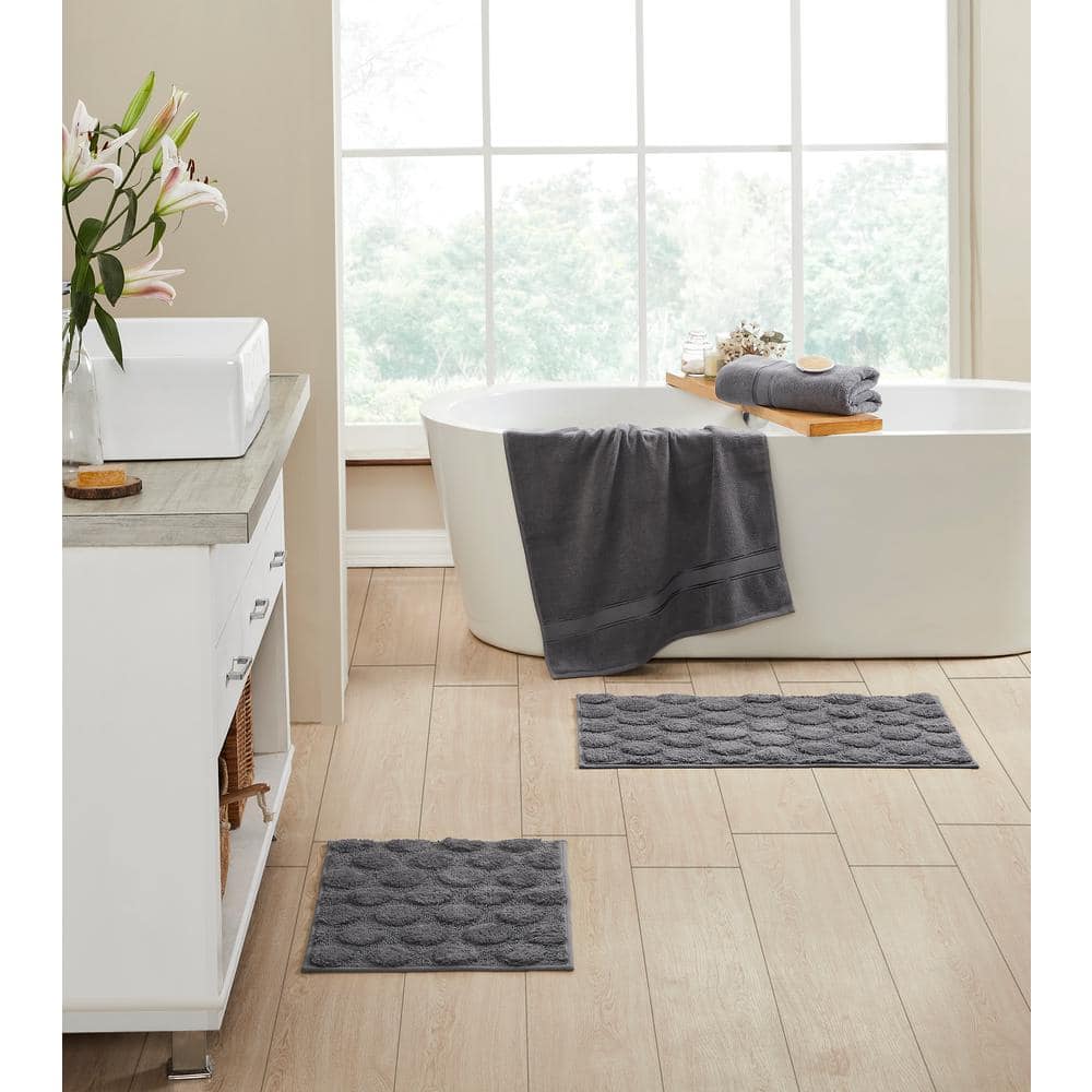 Striped Shaggy Long Rugs for Bathroom Cozy Shag Collection Gray