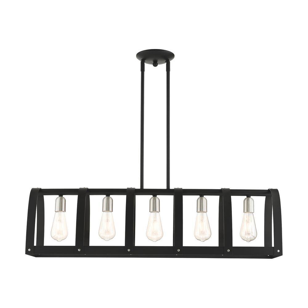 Black Linear Steel 5-Light Sputnik Chandelier