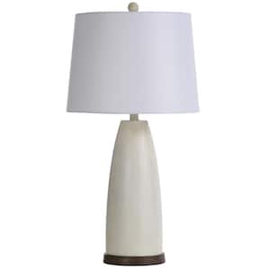 Batley 29 in. Aged Egg Shell Painted Body with Painted Wood Base Bedside Lamp