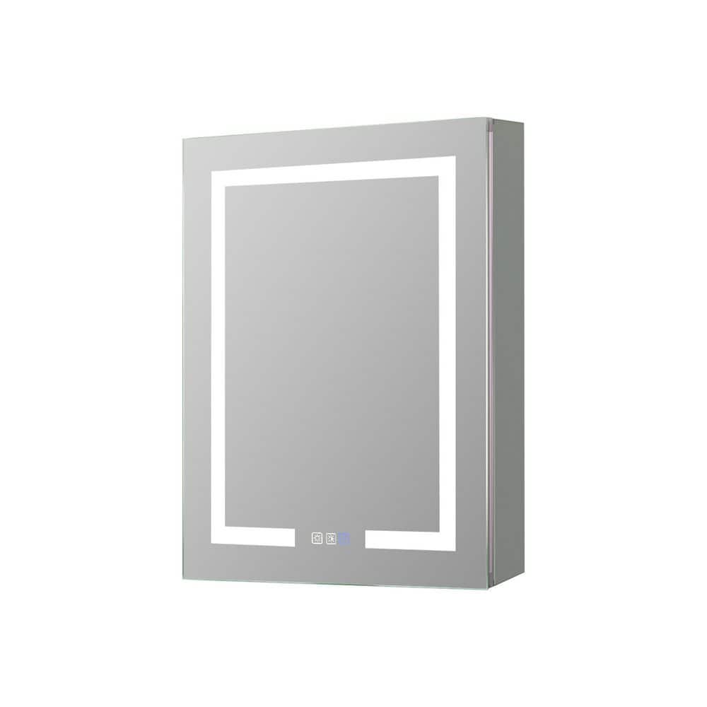 24 in. W x 30 in. H Silver Recessed Mount LED Defogging Medicine Cabinet wi