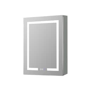 24 in. W x 30 in. H Silver Recessed Mount LED Defogging Medicine Cabinet with Mirror (Left Open Door)