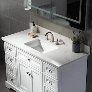 43 in. W X 22 in. D Engineered Stone Vanity Top in Carrara White with Single White Sink