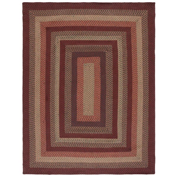 SAFAVIEH Braided Brown/Rust 8 ft. x 10 ft. Striped Border Area Rug