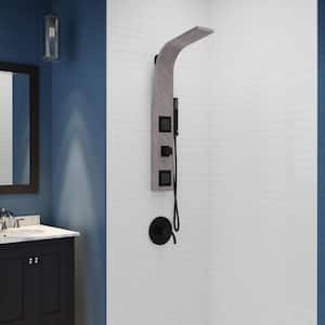 Aura 39.27 in. 2-Jet Shower Tower with Heavy Rain Shower and Spray Wand in Gray Marble