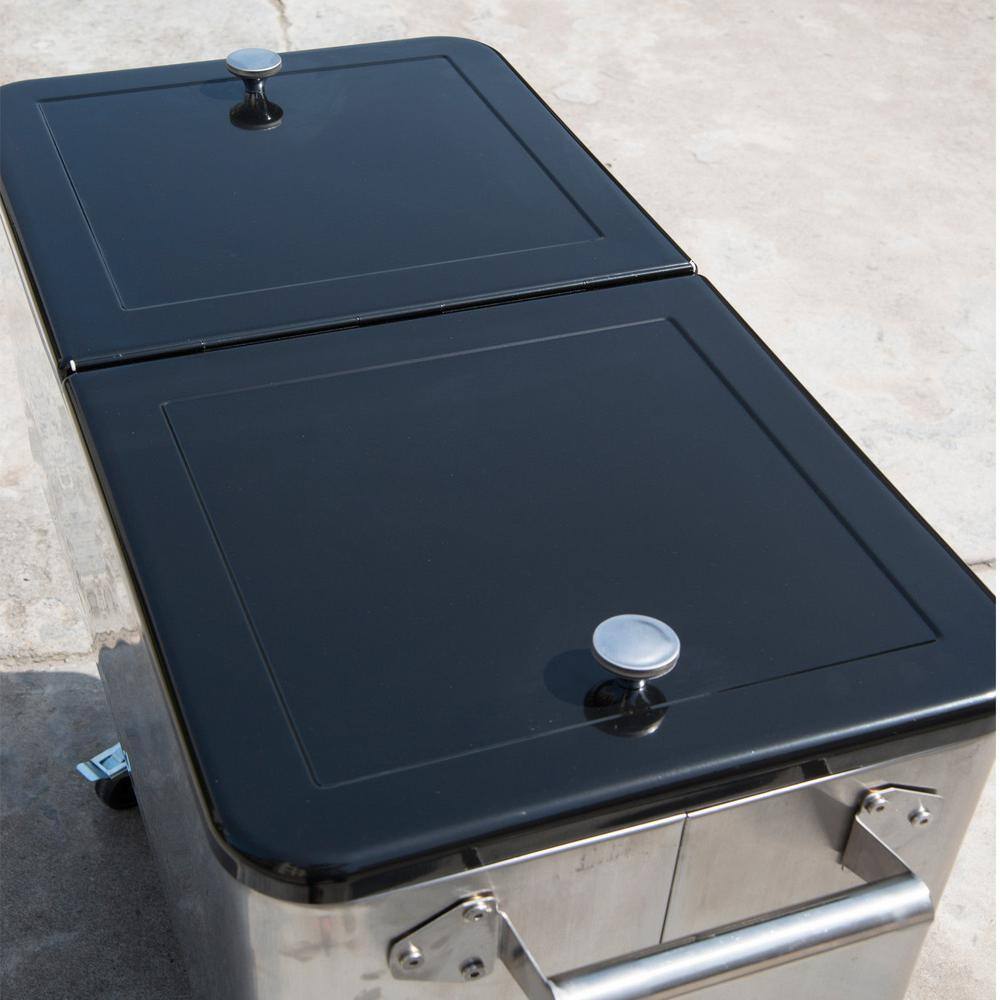 Stainless Steel Rolling Cooler Cart with Wheels and Shelf