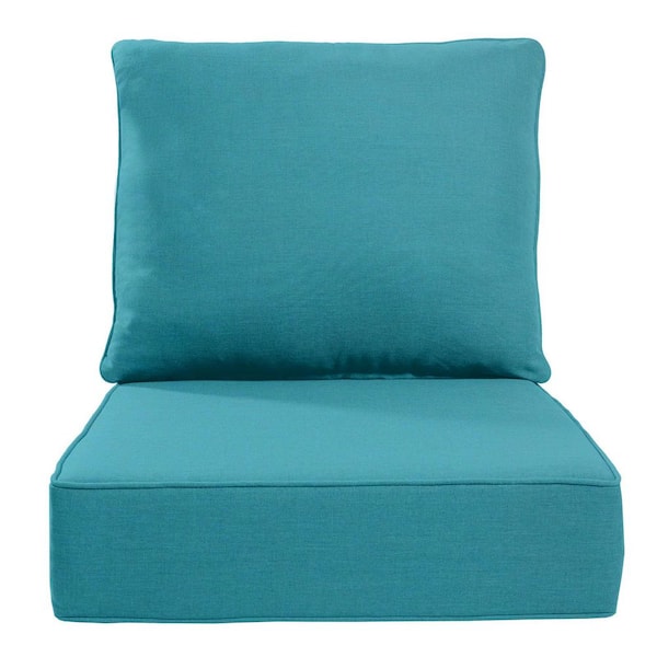 24 in. x 24 in. x 6 in. CushionGuard Outdoor Thicken Lounge Chair Deep Seat Replacement Cushion Set in Aquamarine
