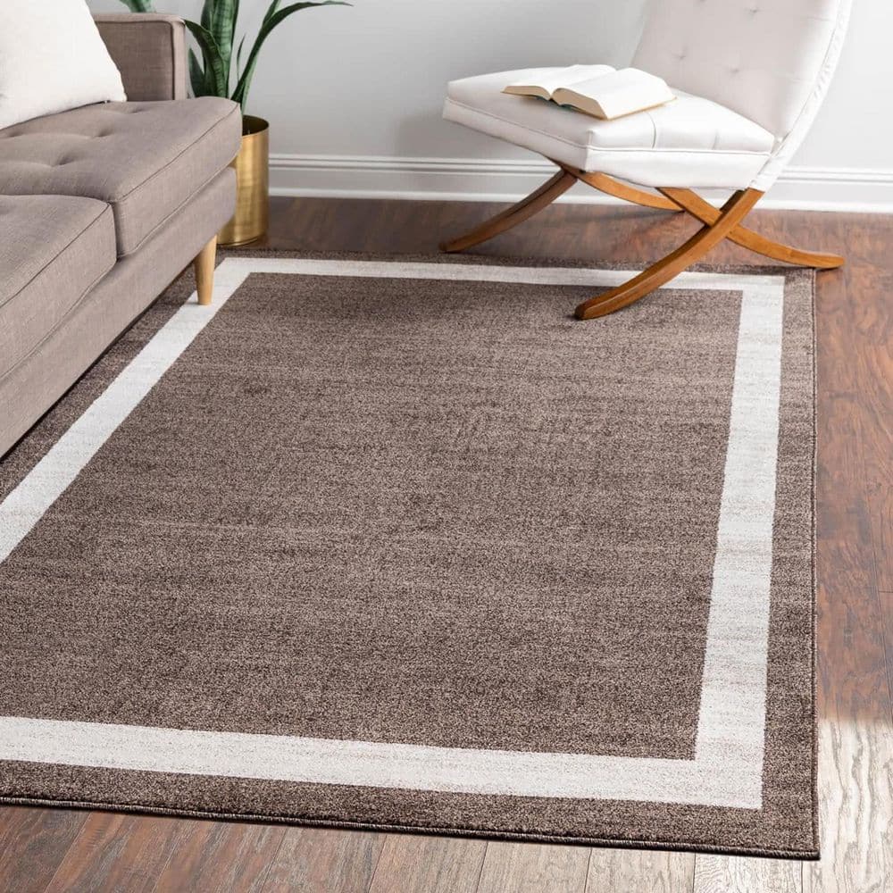 Brown/Ivory Tufted Easy-Care Synthetic Area Rug 6' x 9'