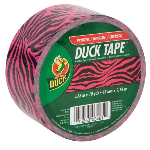 Duck 1.88 x 10 yd All Purpose Duct Tape Pink Zebra Print (6-Pack)