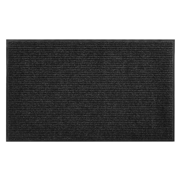 Front Door Mat, 3 x 10 ft. Commercial Floor Mat for Indoor and Outdoor, Stylish Striped Industrial Carpet Gray Area Rug