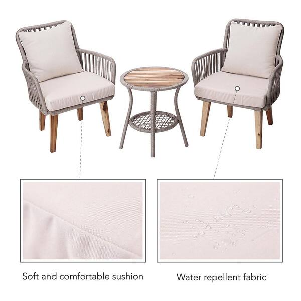 Peaktop 3 Piece Wicker Outdoor Patio Bistro Set With Beige Cushions Pt Of0008 The Home Depot Peaktop 3 Piece Wicker Outdoor Patio, Peaktop 3 Piece Wicker Patio Set With Cushions