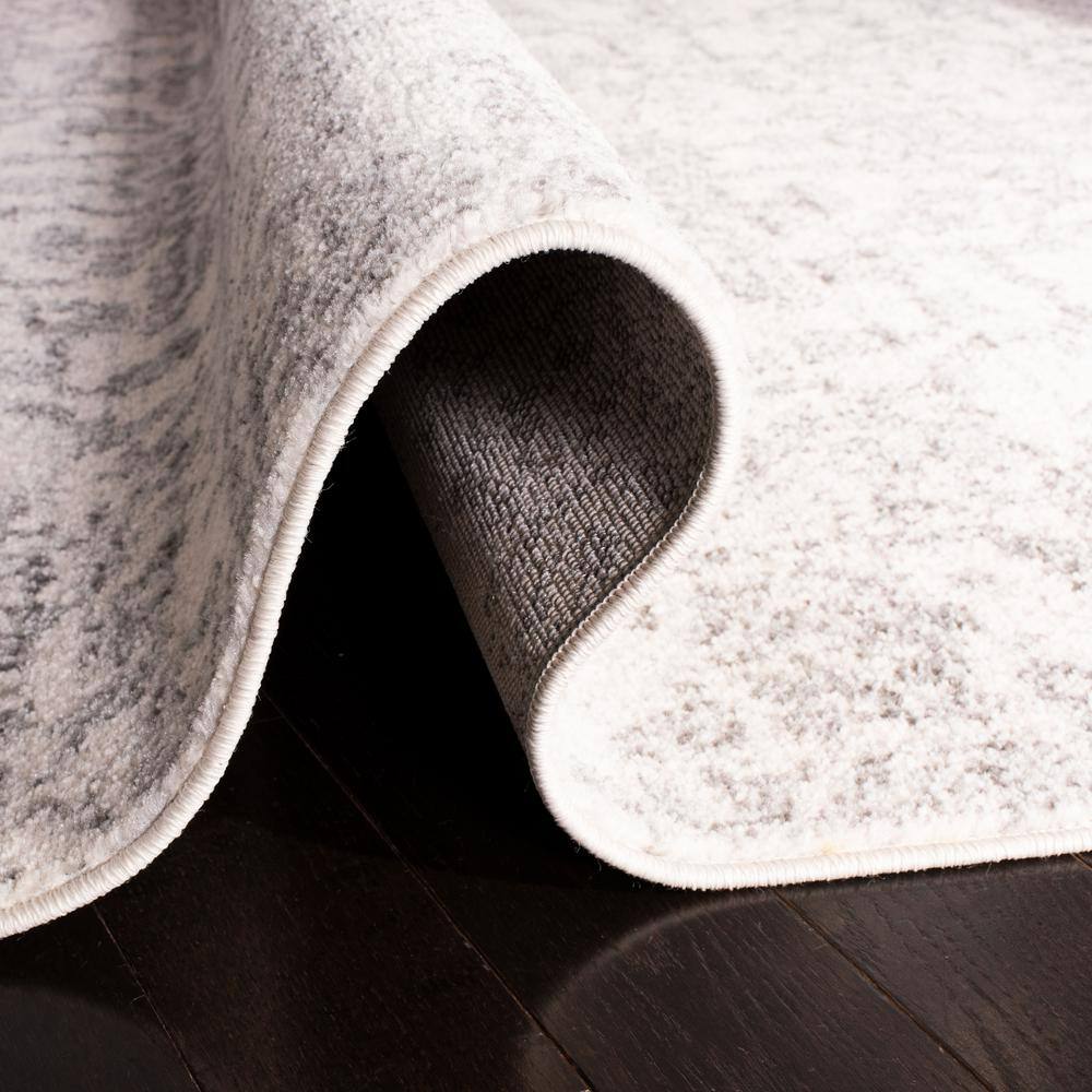 Elegant Ivory Silver 3' x 3' Square Synthetic Area Rug