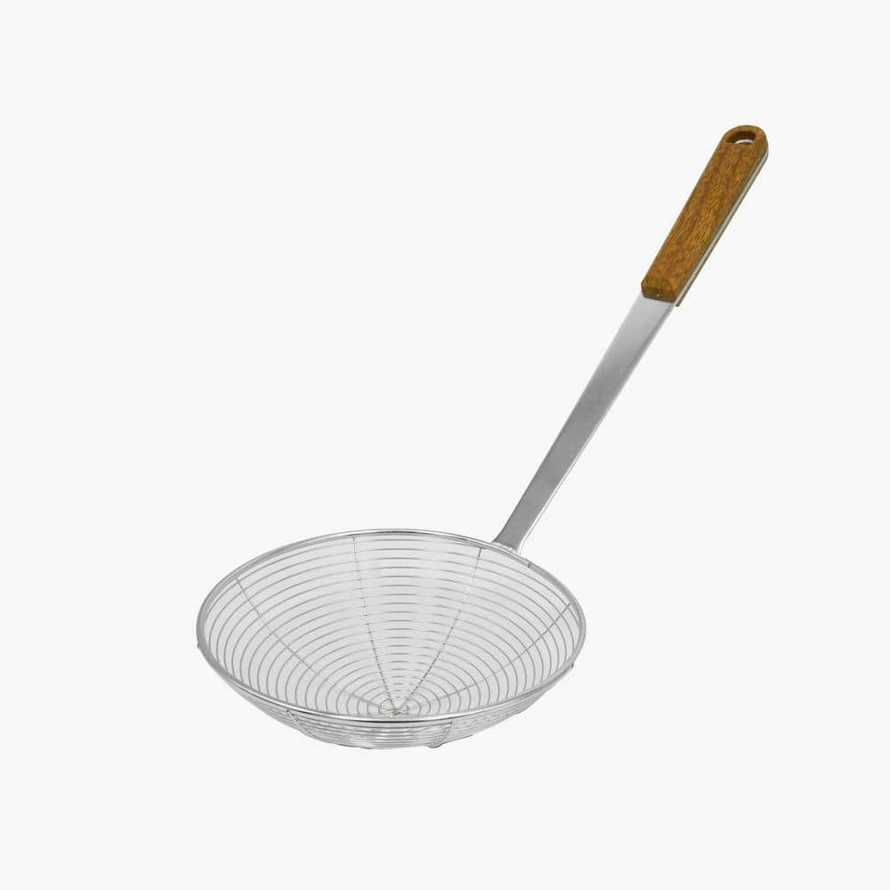 ExcelSteel 4.75 in. Stainless Strainer W/Wood Grind Design Handle