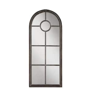 Large Arch Distressed Black Contemporary Mirror (53.75 in. H x 27.2 in. W)