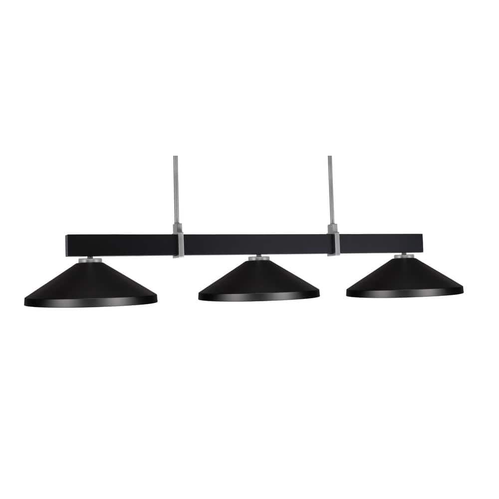 Balmore 3-Light Matte Black and Graphite Billiard Light with 14 in. Matte B