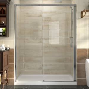 56 - 60 in. W x 74 in. H Frameless Sliding Glass Shower Door in Chrome Finish With 5/16 in. (8mm) Clear Glass