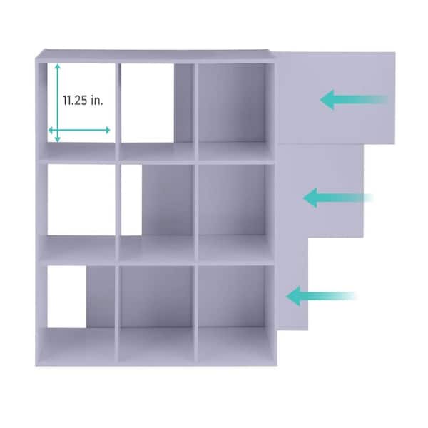 36 in. H x 36 in. W x 11.5 in. D Lavender Wood 9- Cube Organizer