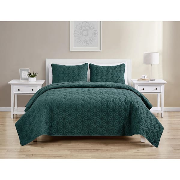 Kaleidoscope 3-Piece Multi Embossed Geometric Microfiber King Quilt Set