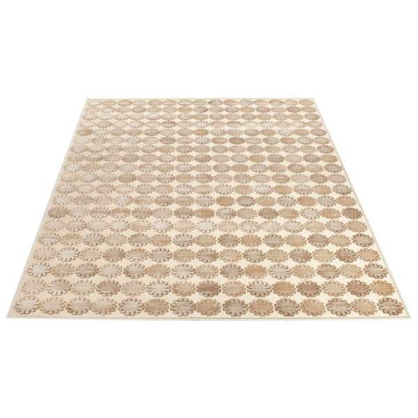 Martha Stewart 8 ft. x 10 ft. Stone/Cream Geometric Burst Area Rug