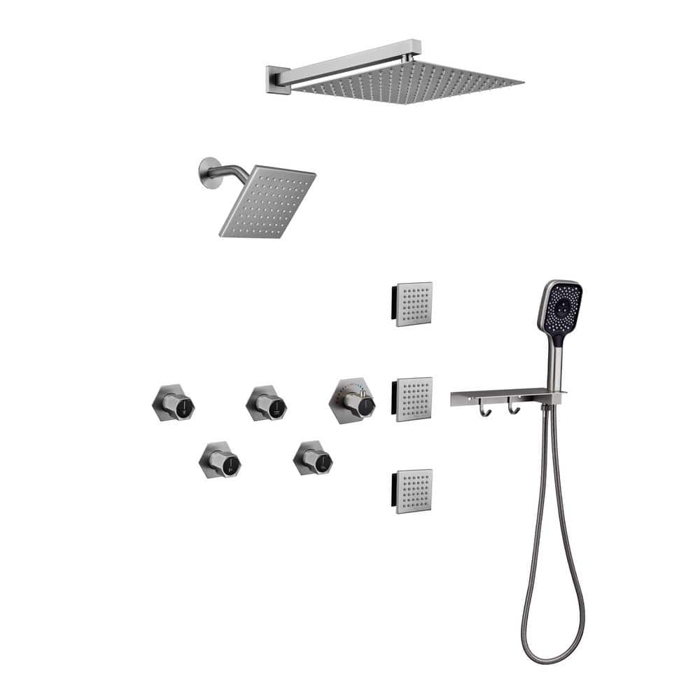 Mondawe 4 Spray 2.5 GPM 12 in. Wall Mounted Rainfall Dual Shower