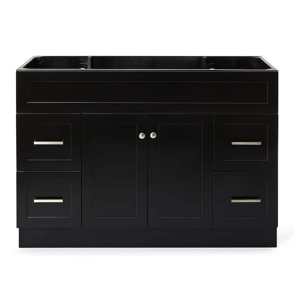 ARIEL Hamlet 48 in. W x 21.5 in. D x 34.5 in. H Freestanding Bath Vanity Cabinet without Top in Black