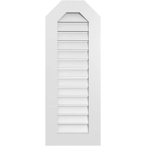 Ekena Millwork 16 in. x 42 in. Octagonal Top Surface Mount PVC Gable Vent: Functional with Standard Frame